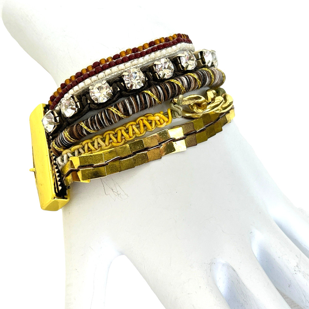 Vince Camuto Bracelet Y2K Mixed Media Multi Row Sparkle Festival Boho Earthy